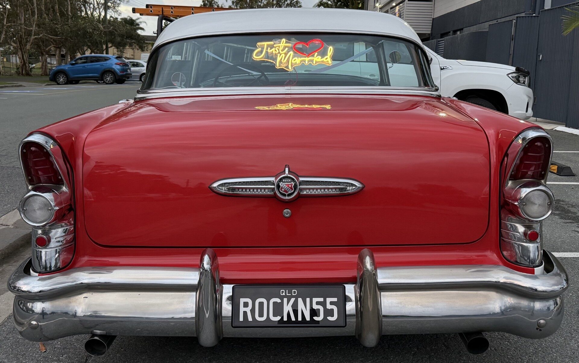 Elvis vintage car hire Brisbane rear view